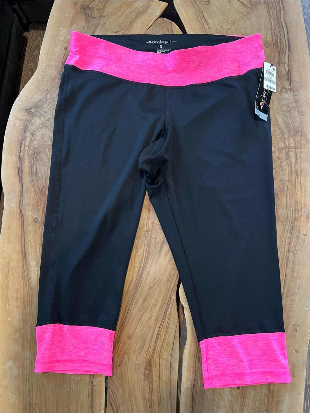 Ideology Black Capris with Hot Pink Waistband and Cuffs